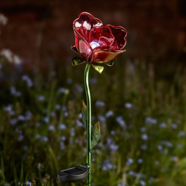 Smart Solar Red Rose Stake Light - Image 2