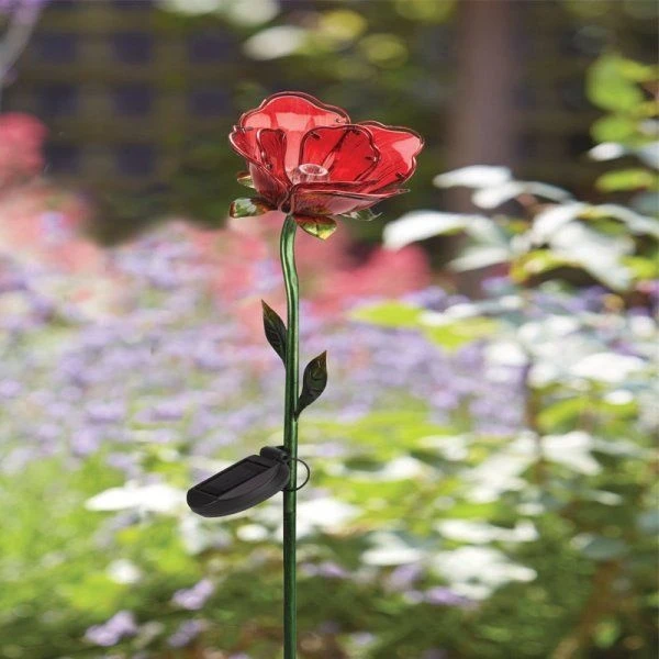 Smart Solar Red Rose Stake Light - Image 3