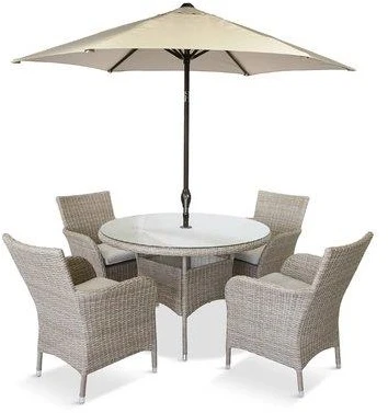 LG Outdoor Monaco Sand 4 Seat Dining Set And Parasol - Image 2