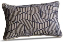 LG Outdoor Blue Striped Cubes 40x60cm Embroidered Scatter Cushion